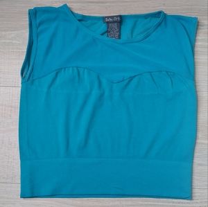 Soho girls blue cropped top with mesh detail